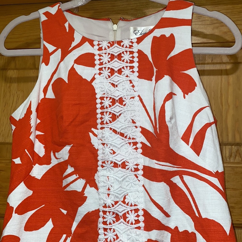 Eliza J Floral Shift Dress Orange White Sleeveless A Lined summer Dress size 2 - Picture 2 of 10